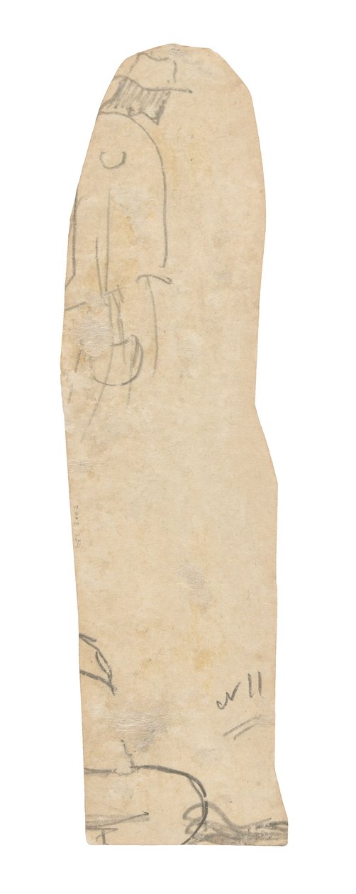 Boceto de un hombre con sombrero y fragmento del hombro de una mujer de Paul Gauguin