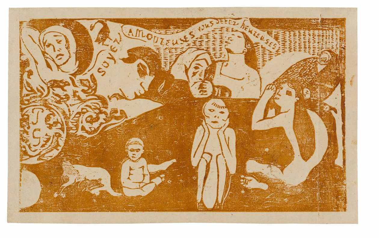 Ama y serás feliz, de la Suite de impresiones en madera tardías de Paul Gauguin