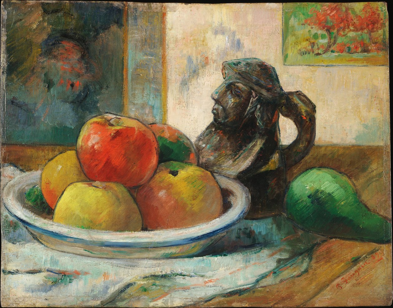 Naturaleza muerta con manzanas, pera y jarra de Paul Gauguin