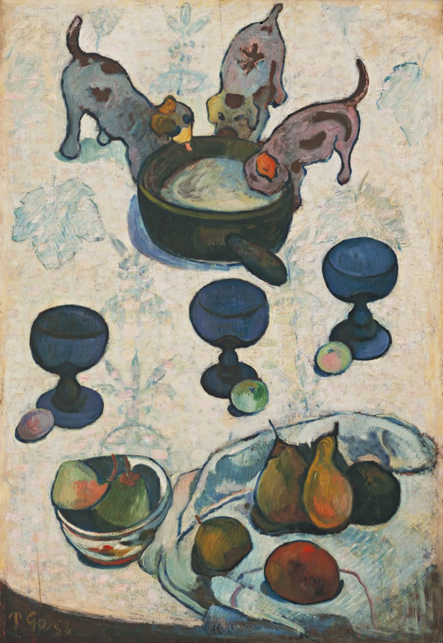 Naturaleza muerta con tres cachorros de Paul Gauguin