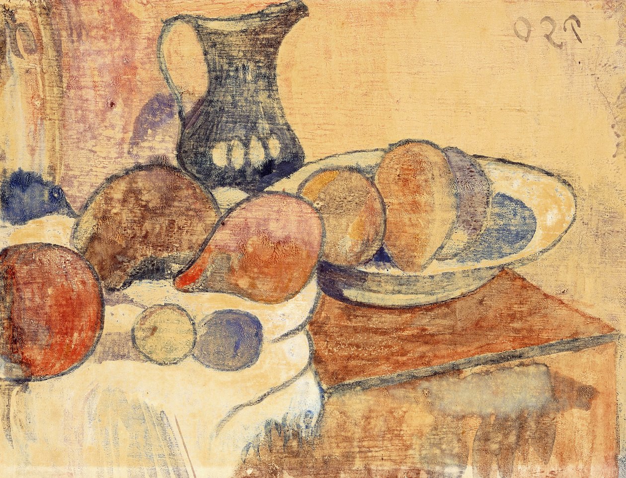 Naturaleza Muerta con una Jarra y Frutas de Paul Gauguin