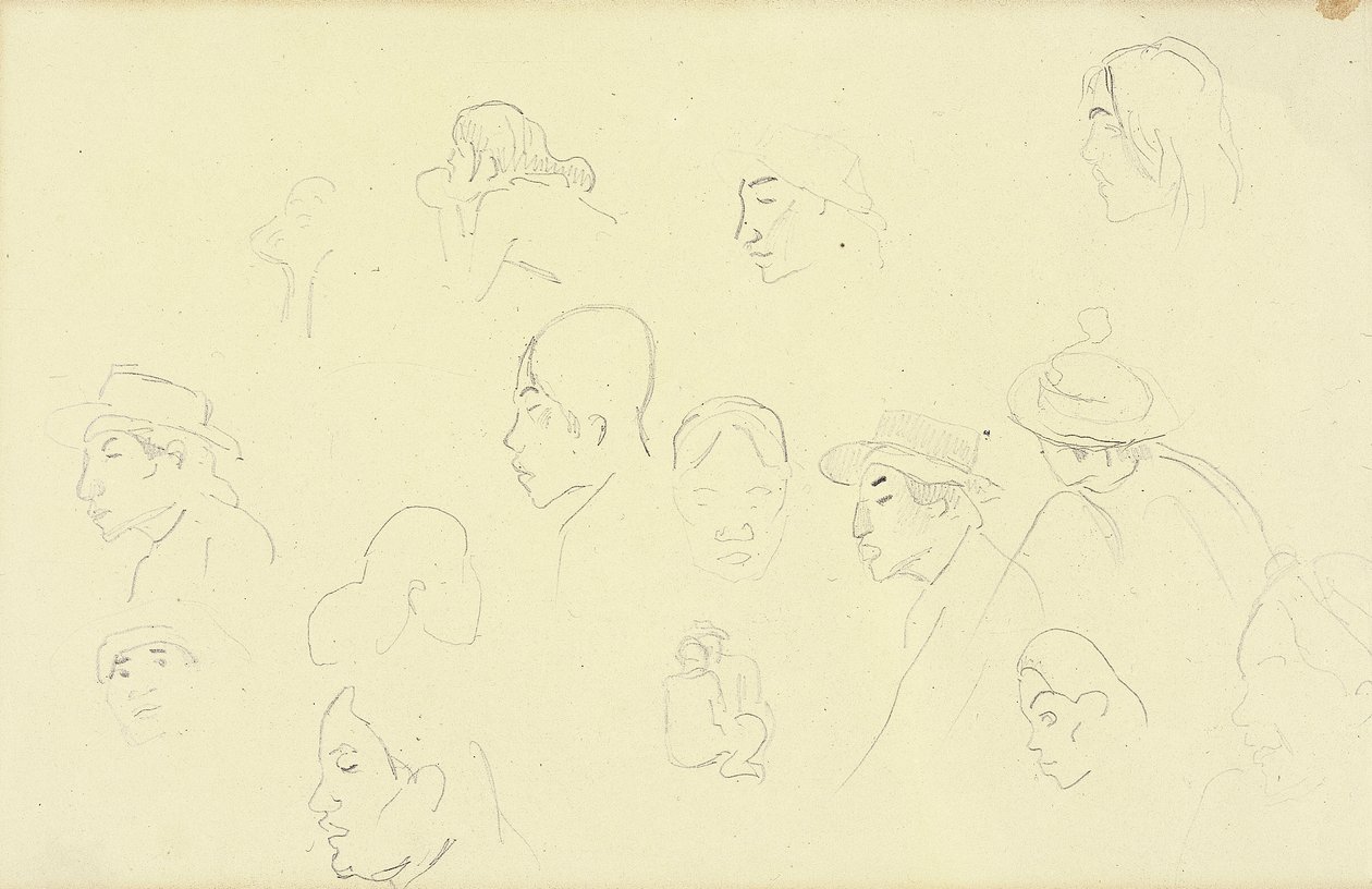 Estudios de cabezas y figuras, c.1893 de Paul Gauguin