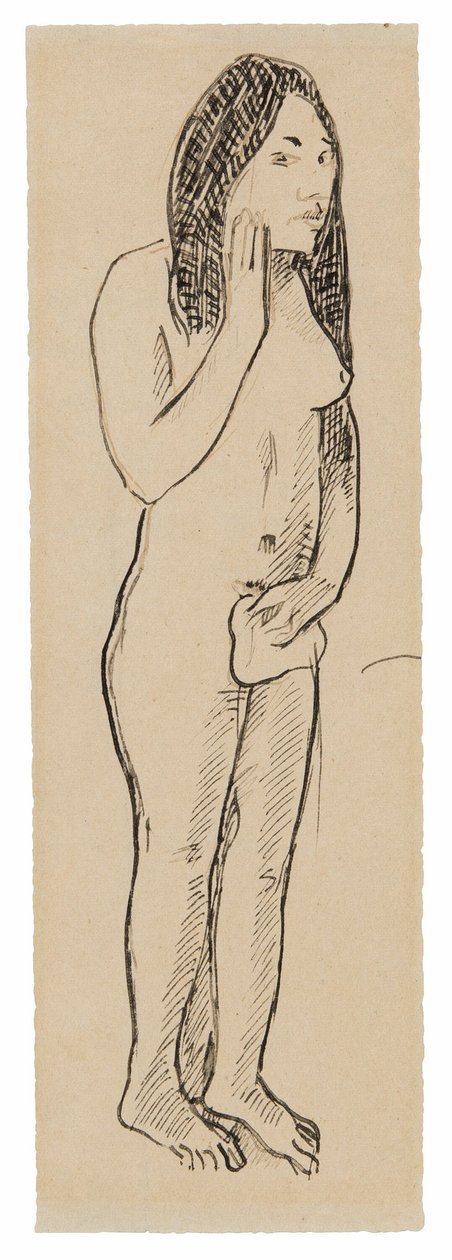 Eva tahitiana (relacionado con la pintura Parau ne te varua ino) (recto); Fragmento de inscripción (relacionado con Cahier pour Aline) (verso) de Paul Gauguin