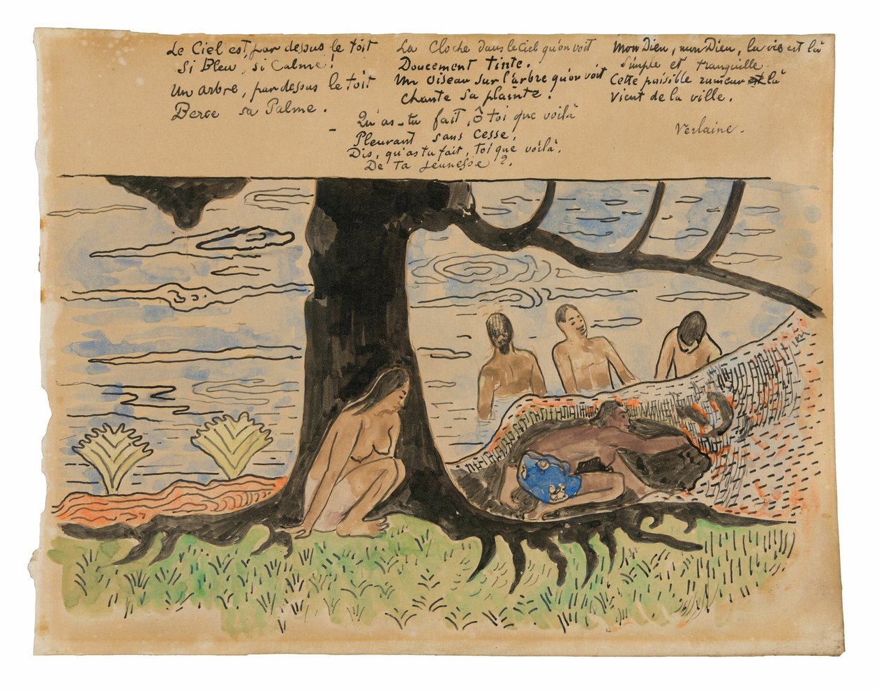 Tahitianos pescando de Paul Gauguin