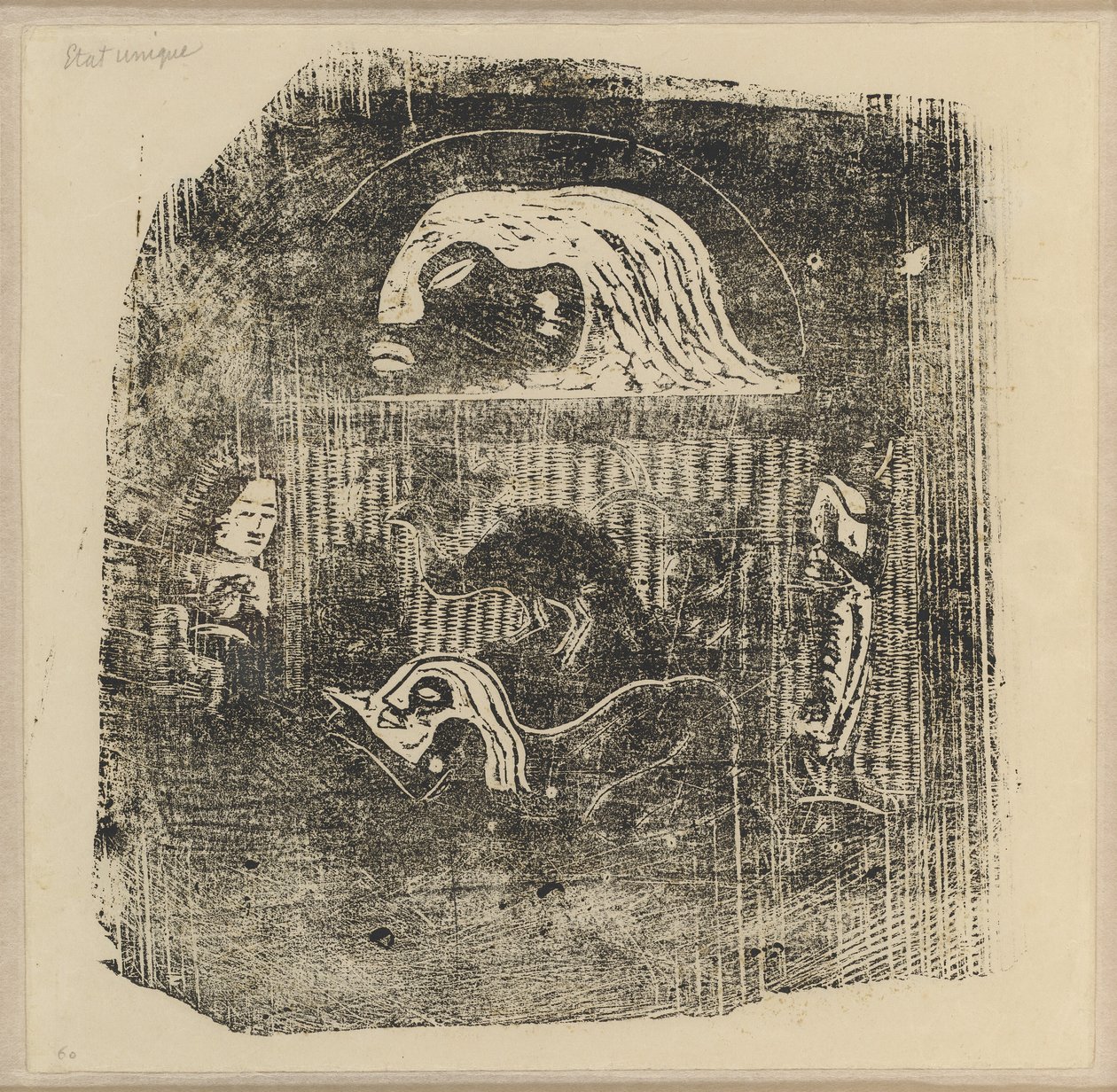Te Atua (Los dioses) pequeña placa [verso] de Paul Gauguin