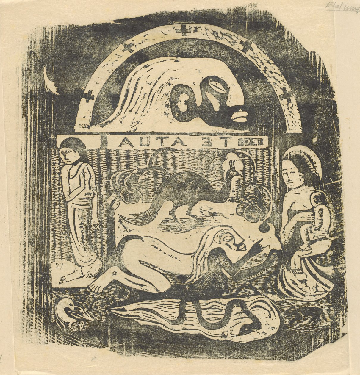 Te Atua Los Dioses Placa Pequeña [recto], en o después de 1895 de Paul Gauguin