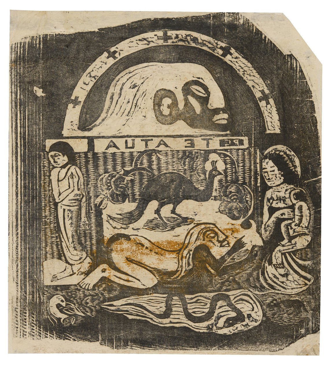 Te atua (El Dios), de la serie de grabados tardíos en madera de Paul Gauguin