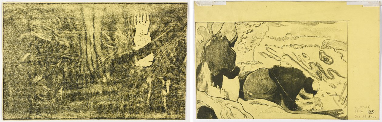 El diablo habla (Mahna No Varua Ino) (anverso); Mujeres lavando ropa (verso) de Paul Gauguin