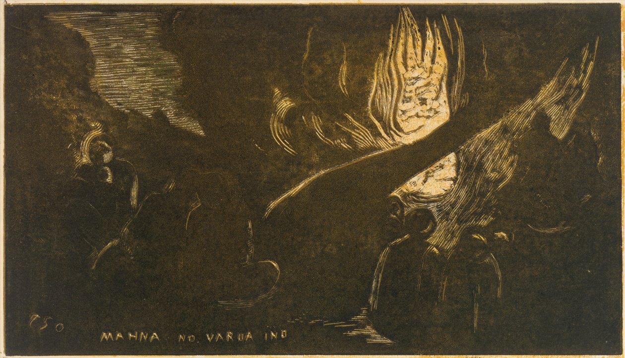 El diablo habla Mahna No Varua Ino, de Fragrance Noa Noa, 1893-94 de Paul Gauguin