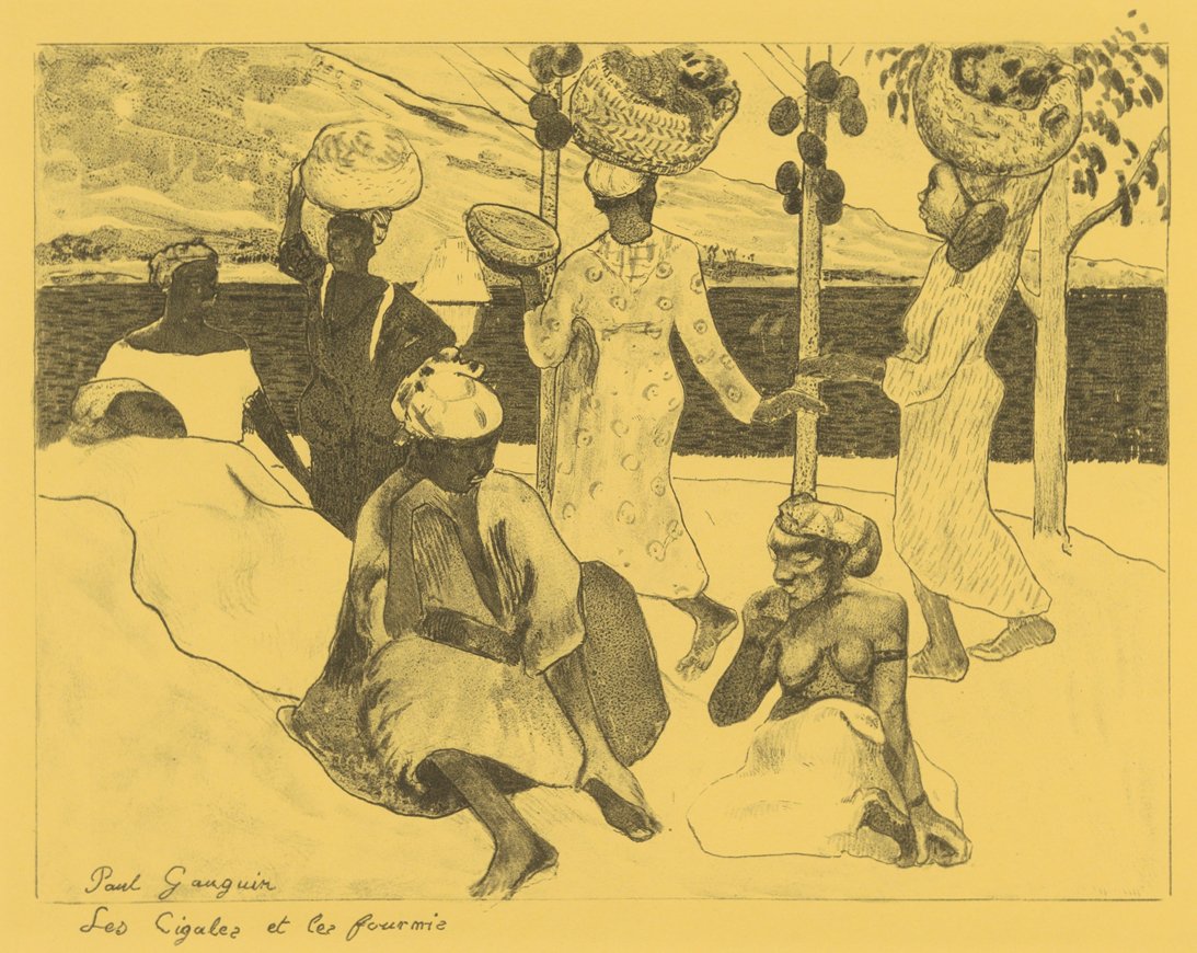Los saltamontes y las hormigas: Un recuerdo de Martinica, de la Suite Volpini: Dessins l..., 1889 de Paul Gauguin