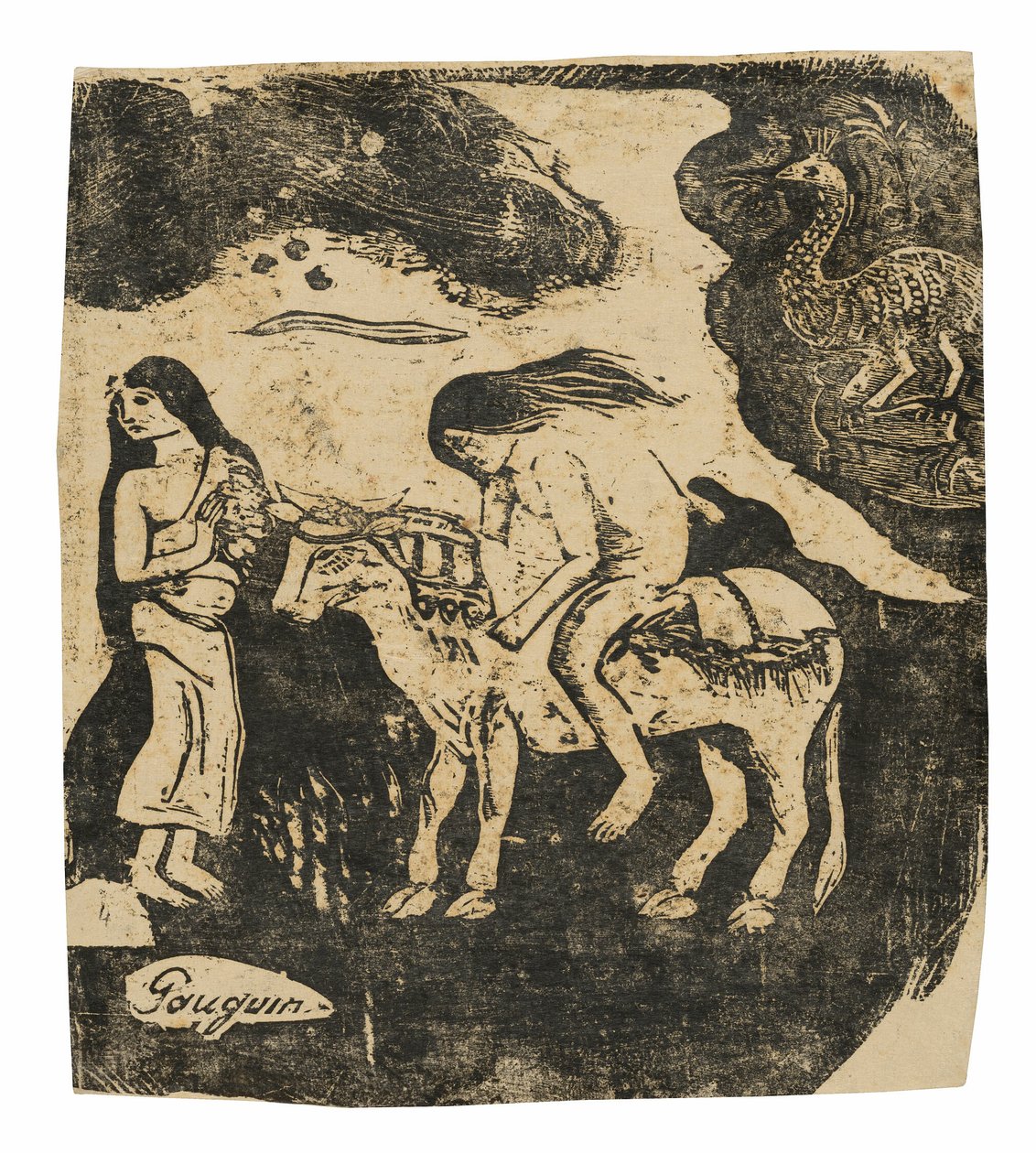 El rapto de Europa, de la serie de grabados tardíos en madera de Paul Gauguin