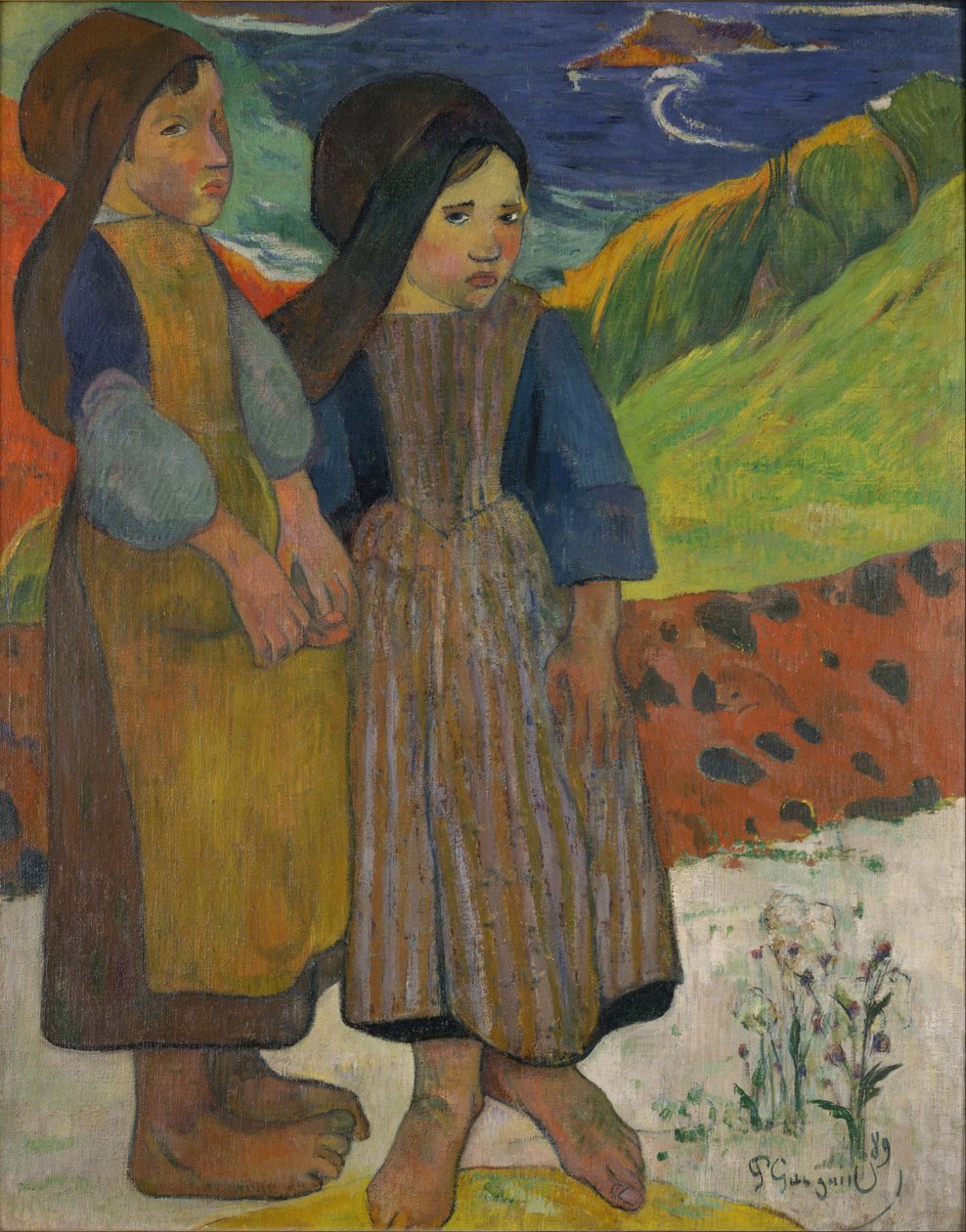 Dos jóvenes bretonas junto al mar de Paul Gauguin