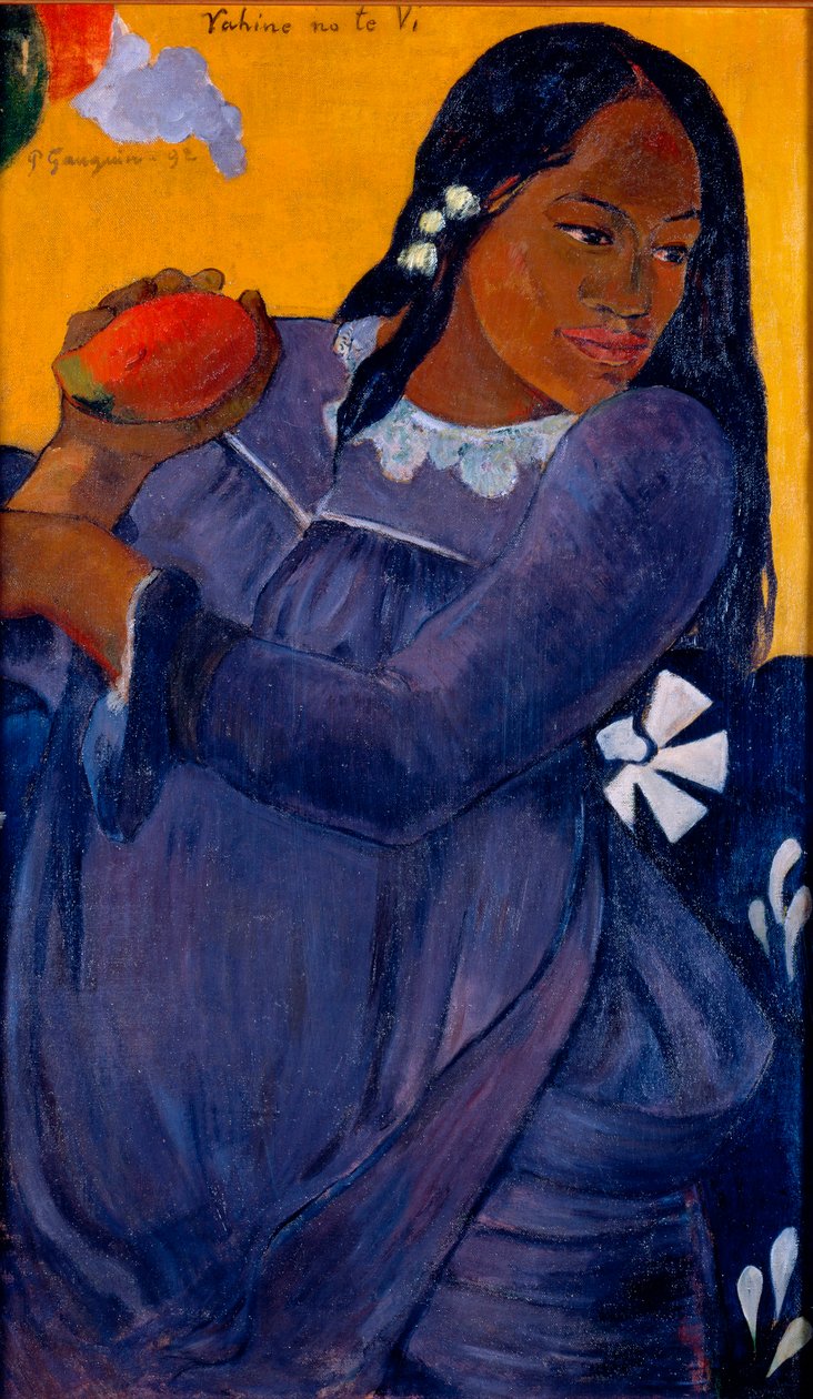 Vahine no te vi Mujer tahitiana sosteniendo un mango de Paul Gauguin
