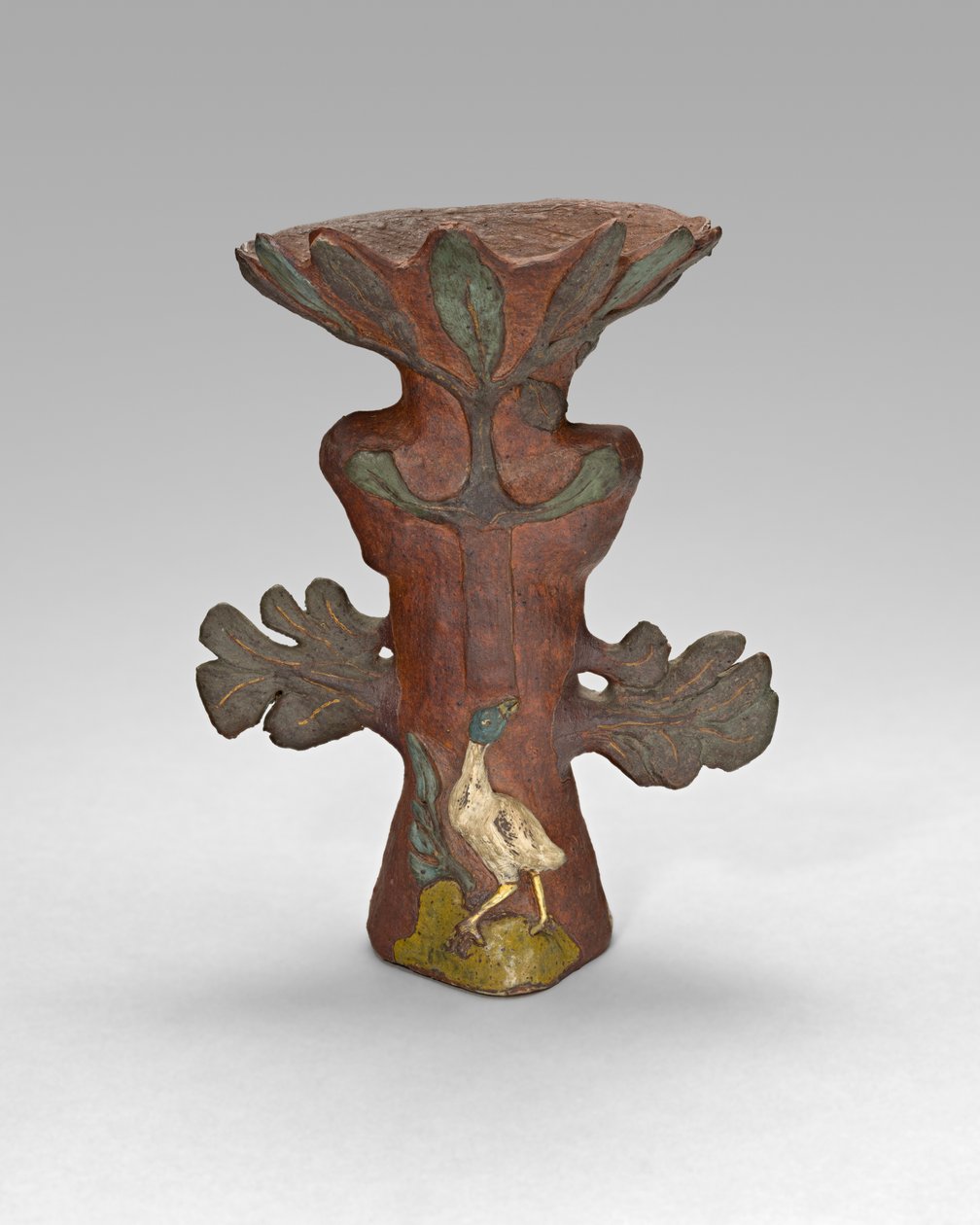 Jarrón en forma de planta tropical con ave y deidad de Paul Gauguin