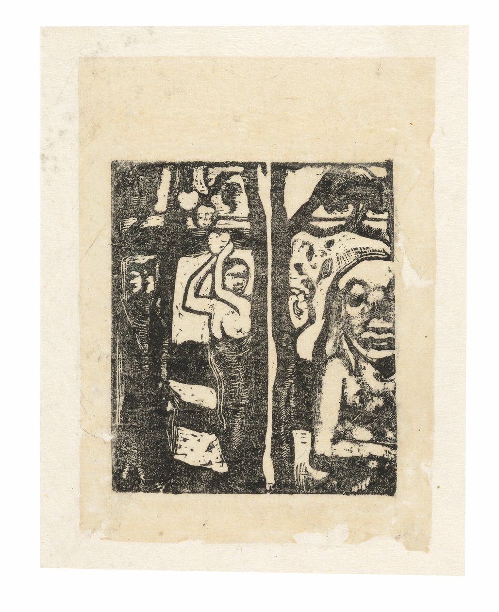 Mujer recogiendo fruta y Oviri de Paul Gauguin