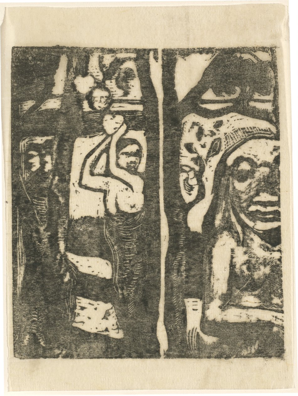 Mujer recogiendo fruta y el salvaje de Paul Gauguin