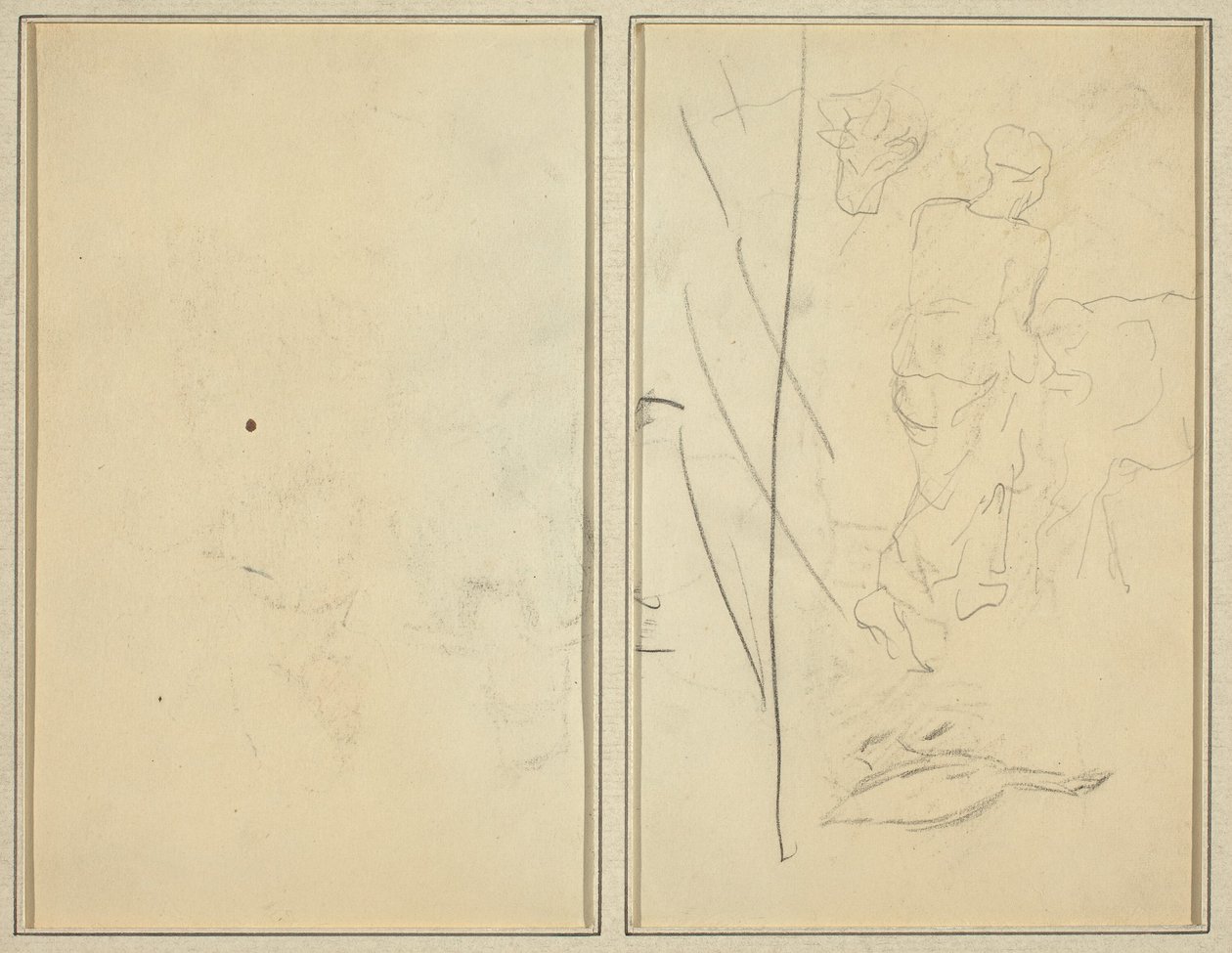 Mujer con vaca y ganso; Contraprueba [verso] de Paul Gauguin
