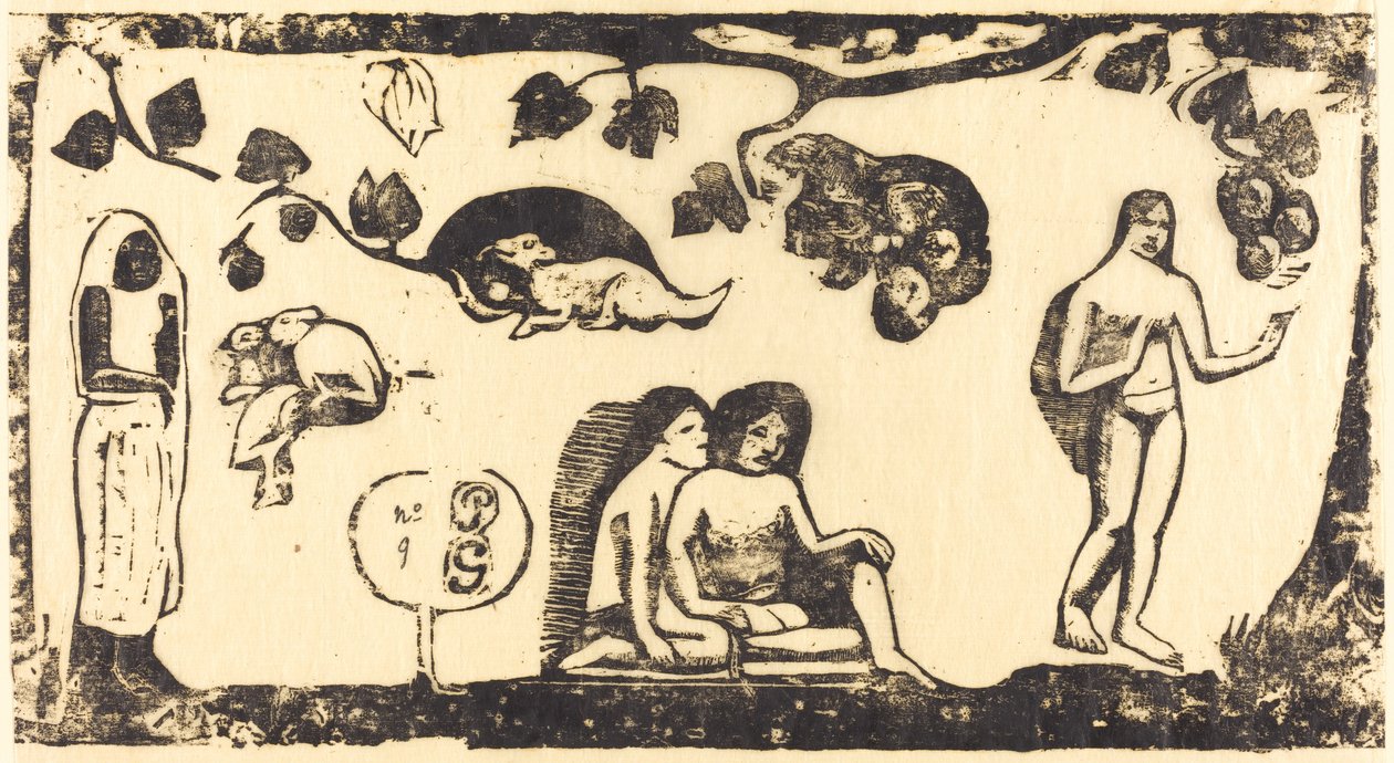 Mujeres, animales y follaje de Paul Gauguin