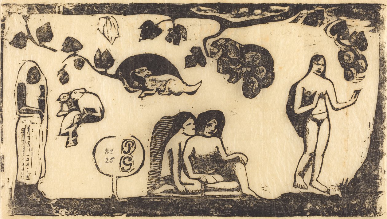 Mujeres, animales y follaje, in o después de 1895 de Paul Gauguin