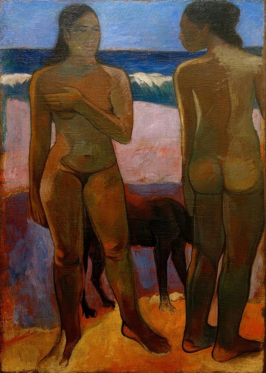 Dos tahitianas en la playa de Paul Gauguin