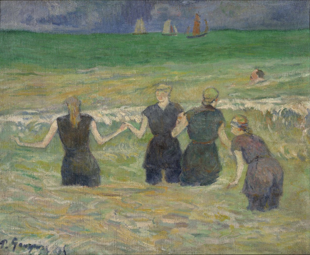 "Mujeres jóvenes bañándose" Pintura de Paul Gauguin (1848-1903) 1885 Museo Nacional de Arte Occidental, Tokio, Japón de Paul Gauguin