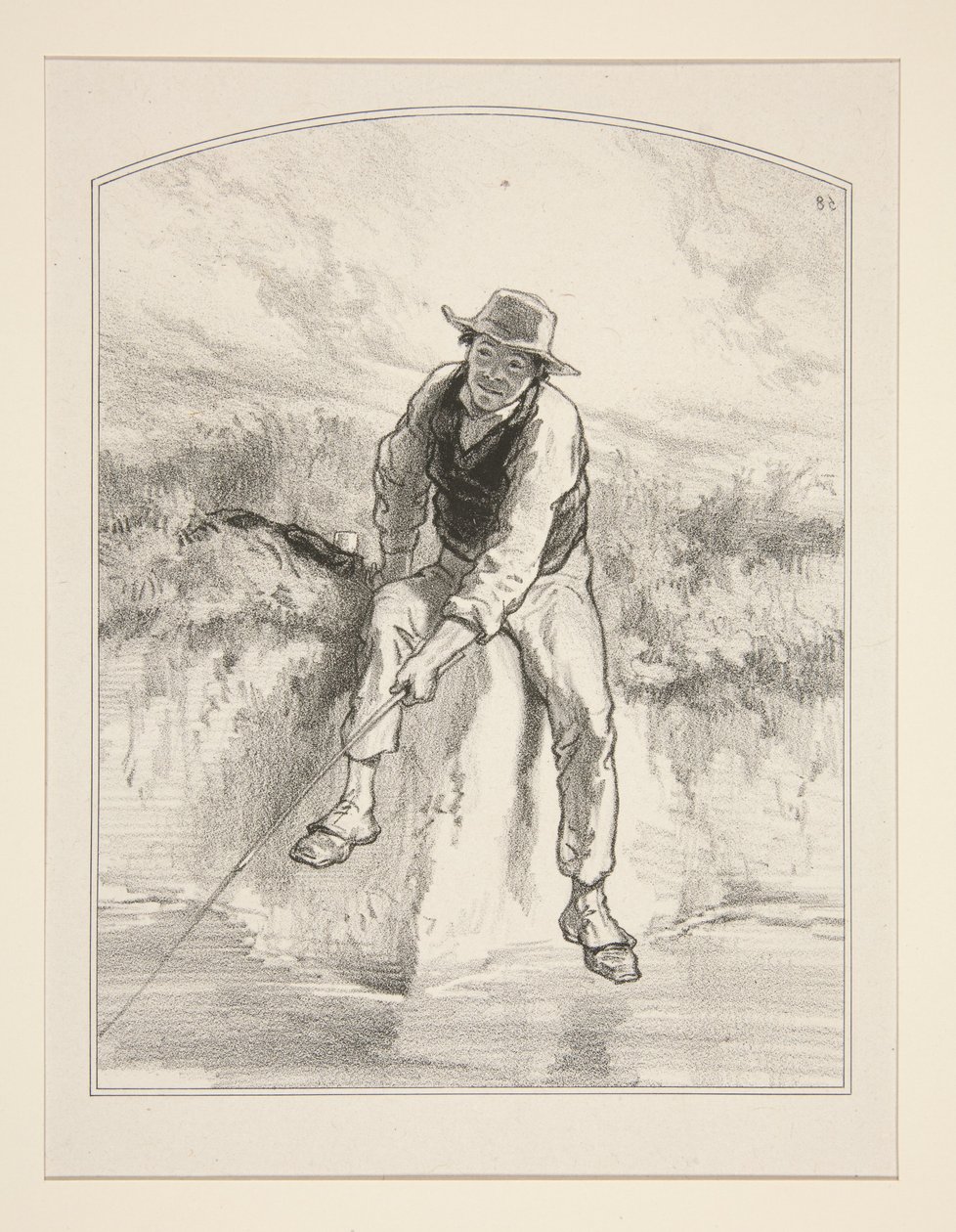 Pesca con caña de Paul Gavarni