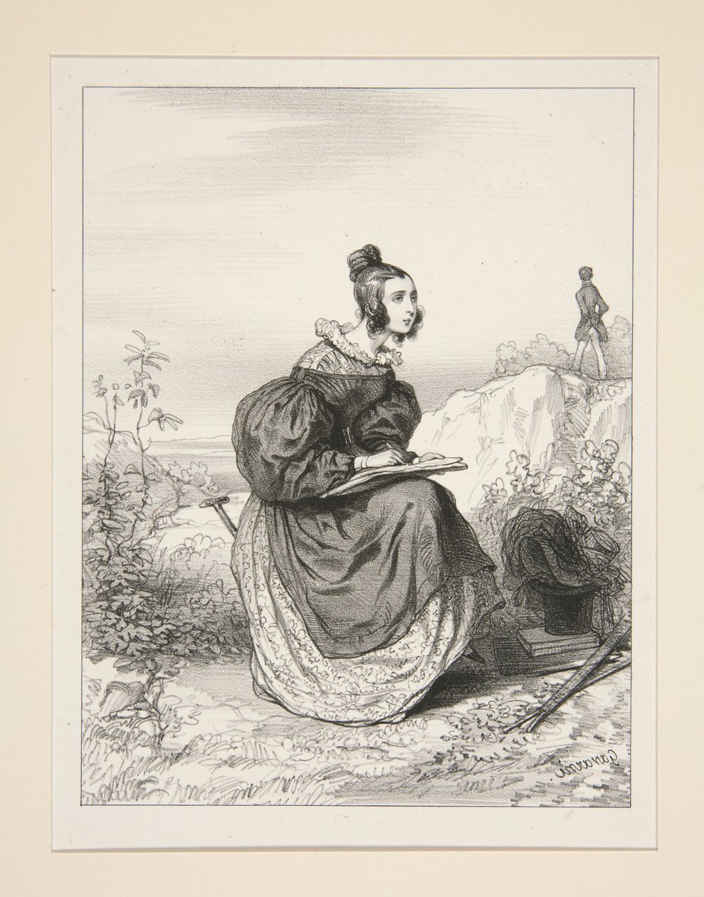 (MI MUJER DIBUJA EL PAISAJE.) de Paul Gavarni