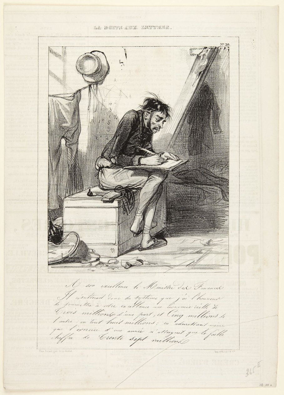 N.º 30 de la serie: «La Boîte aux lettres» de Le Charivari de Paul Gavarni