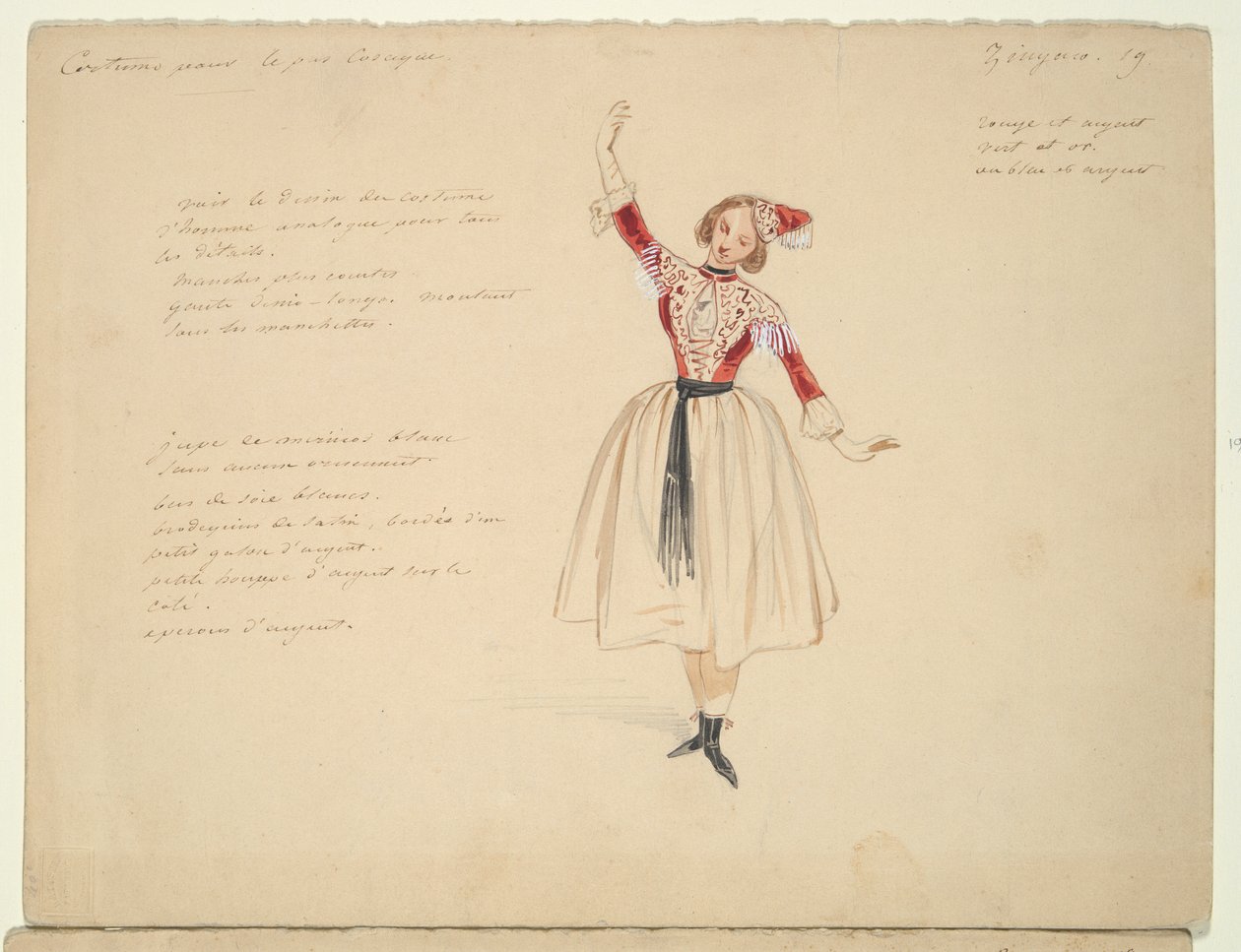 Estudio de vestuario para mujer gitana en de Paul Gavarni
