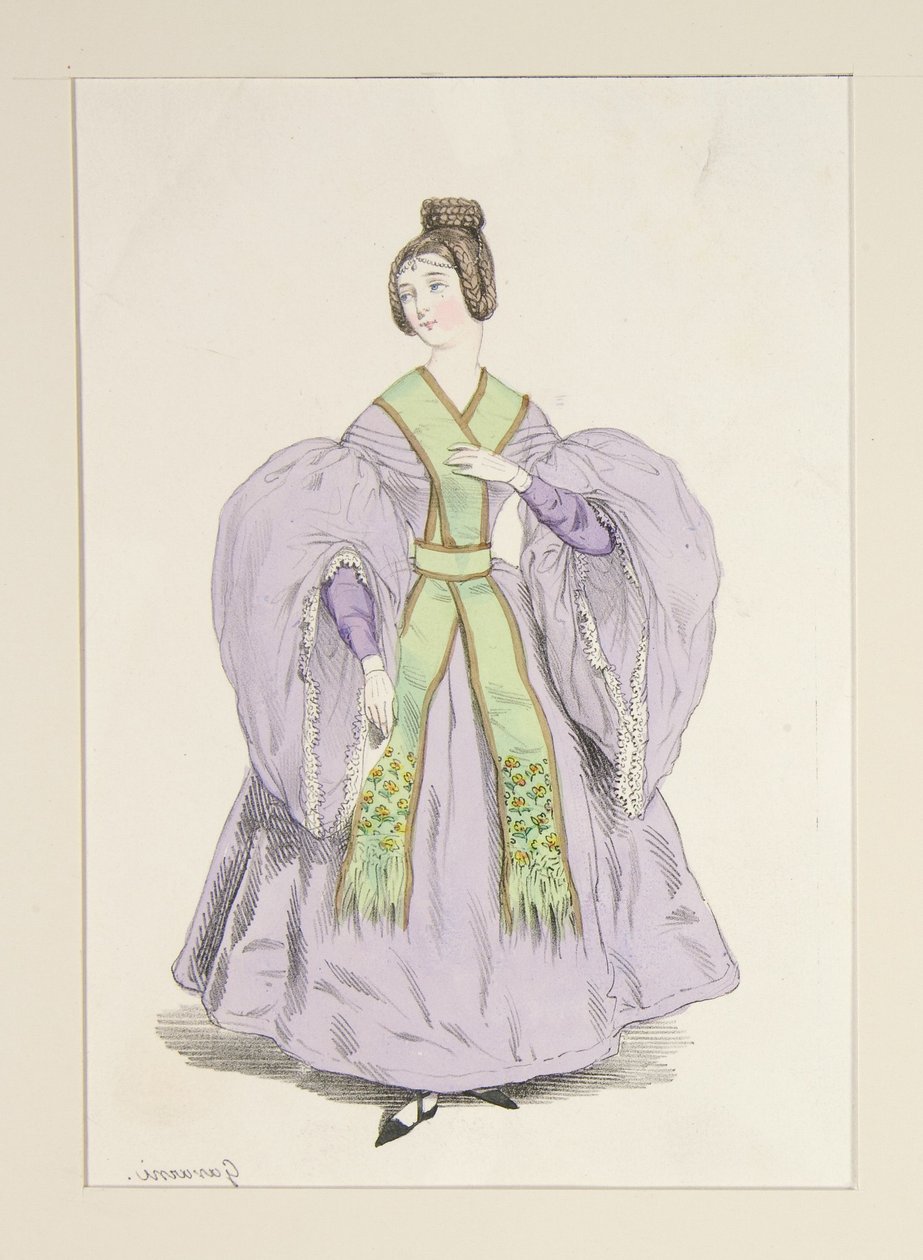 De noche. (Marzo de 1835.) Vestido de muselina de seda... de Paul Gavarni