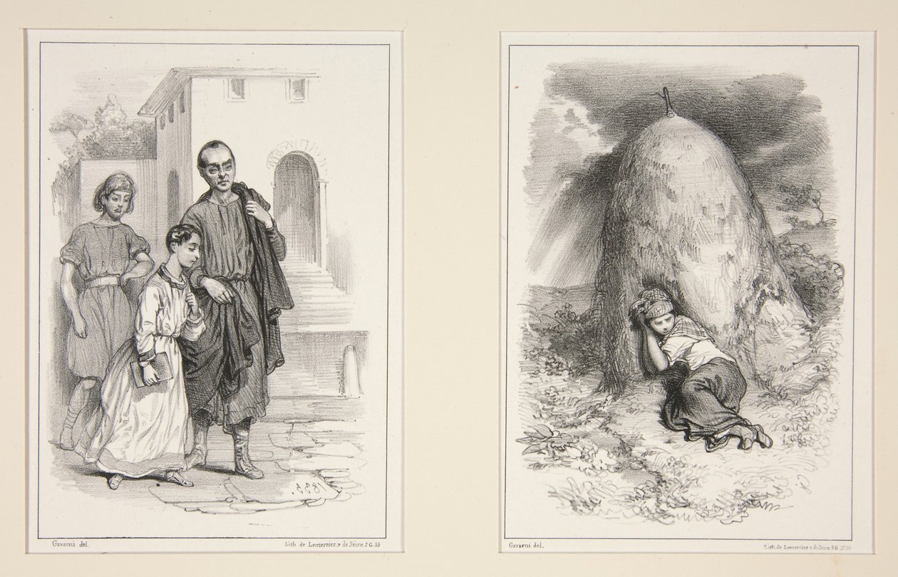 Niño romano camino de la escuela de Paul Gavarni