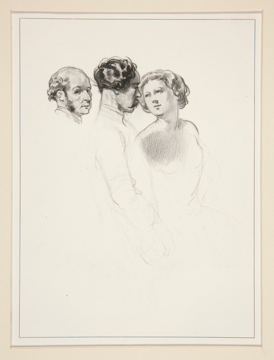 estudio de figura; Grupo de tres figuras de Paul Gavarni