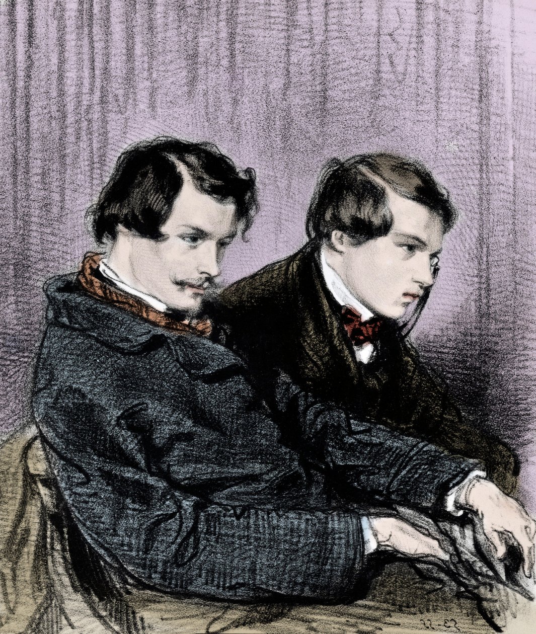 Hermanos Goncourt - Edmond de Goncourt (1822-1886) y Jules de Goncourt (1830-1870) en un palco del teatro de Paul Gavarni