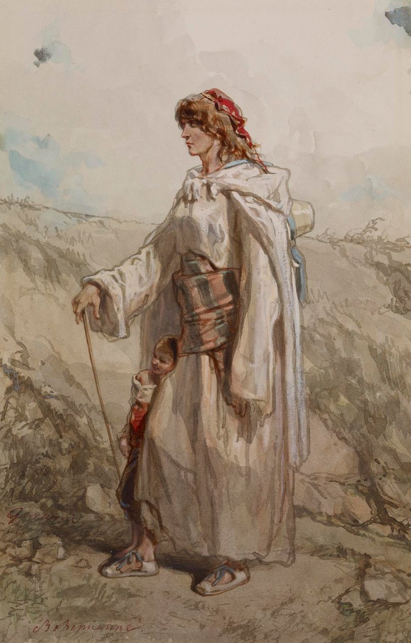 Gitana y niño de Paul Gavarni