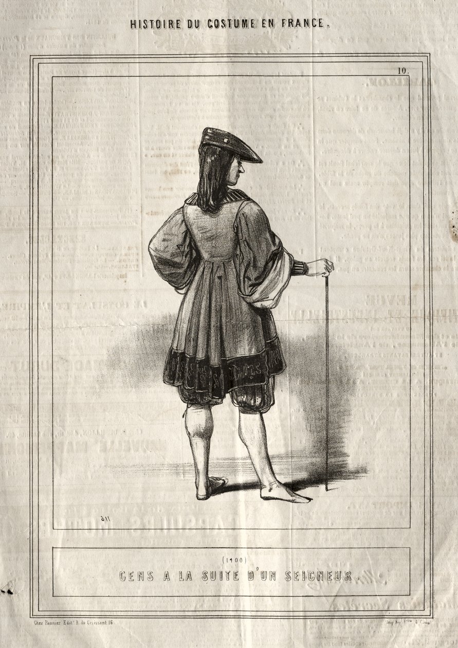 Historia del Traje en Francia: Gente al servicio de un señor de Paul Gavarni