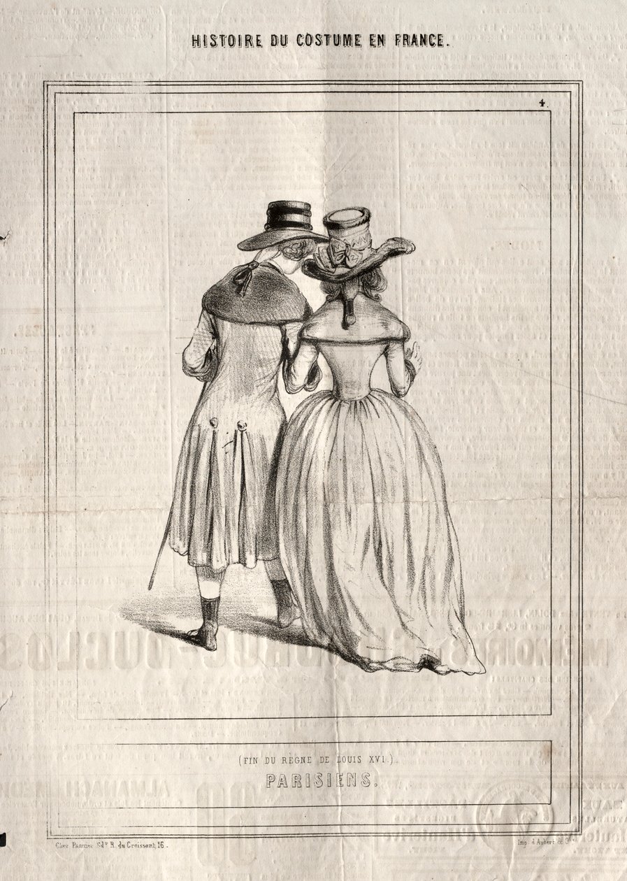 Historia del traje en Francia: Parisinos, 1843 de Paul Gavarni
