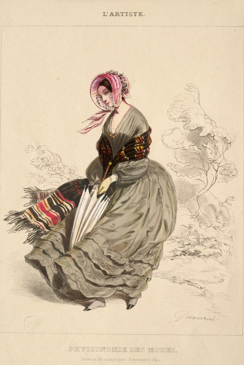 El Artista: Fisonomía de las modas. Ropa de campo. Septiembre de 1840 (Fisonomía de las modas. Ropa de campo. Septiembre de 1840) de Paul Gavarni