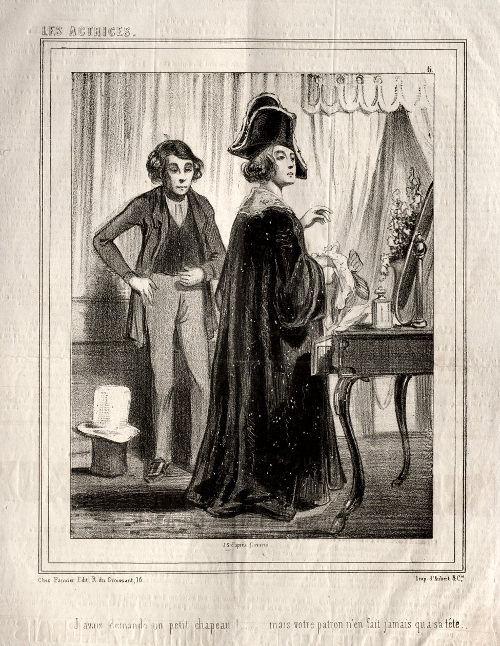 Las Actrices: ¡Había pedido un pequeño sombrero!, 1843 de Paul Gavarni
