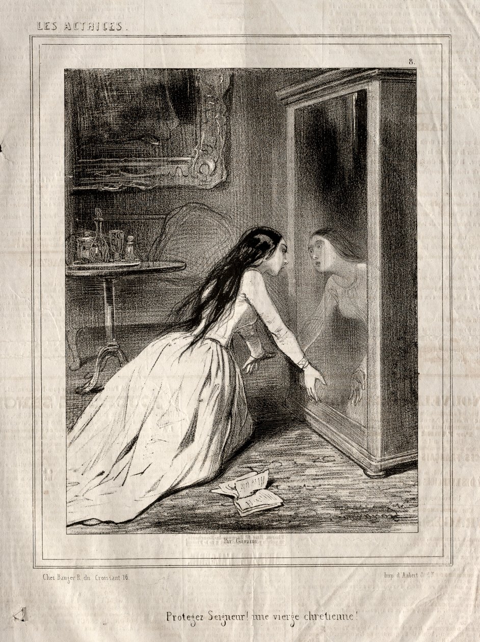 Les Actrices: Protegez Seigneur! un vierge chrétienne, 1843 de Paul Gavarni