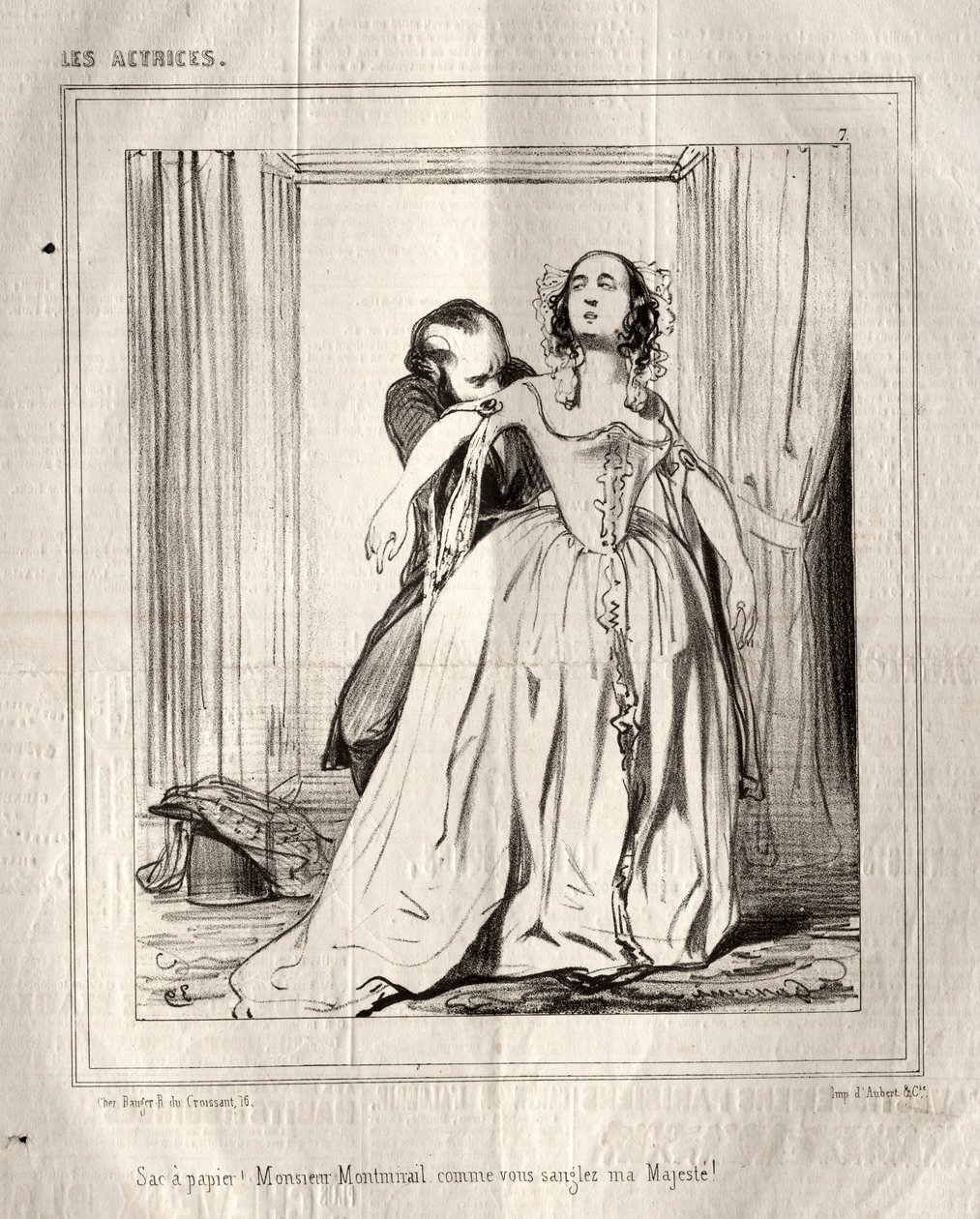 Las Actrices: ¡Bolsa de papel! ¡Señor Montmirail, cómo ciñe mi Majestad!, 1843 de Paul Gavarni