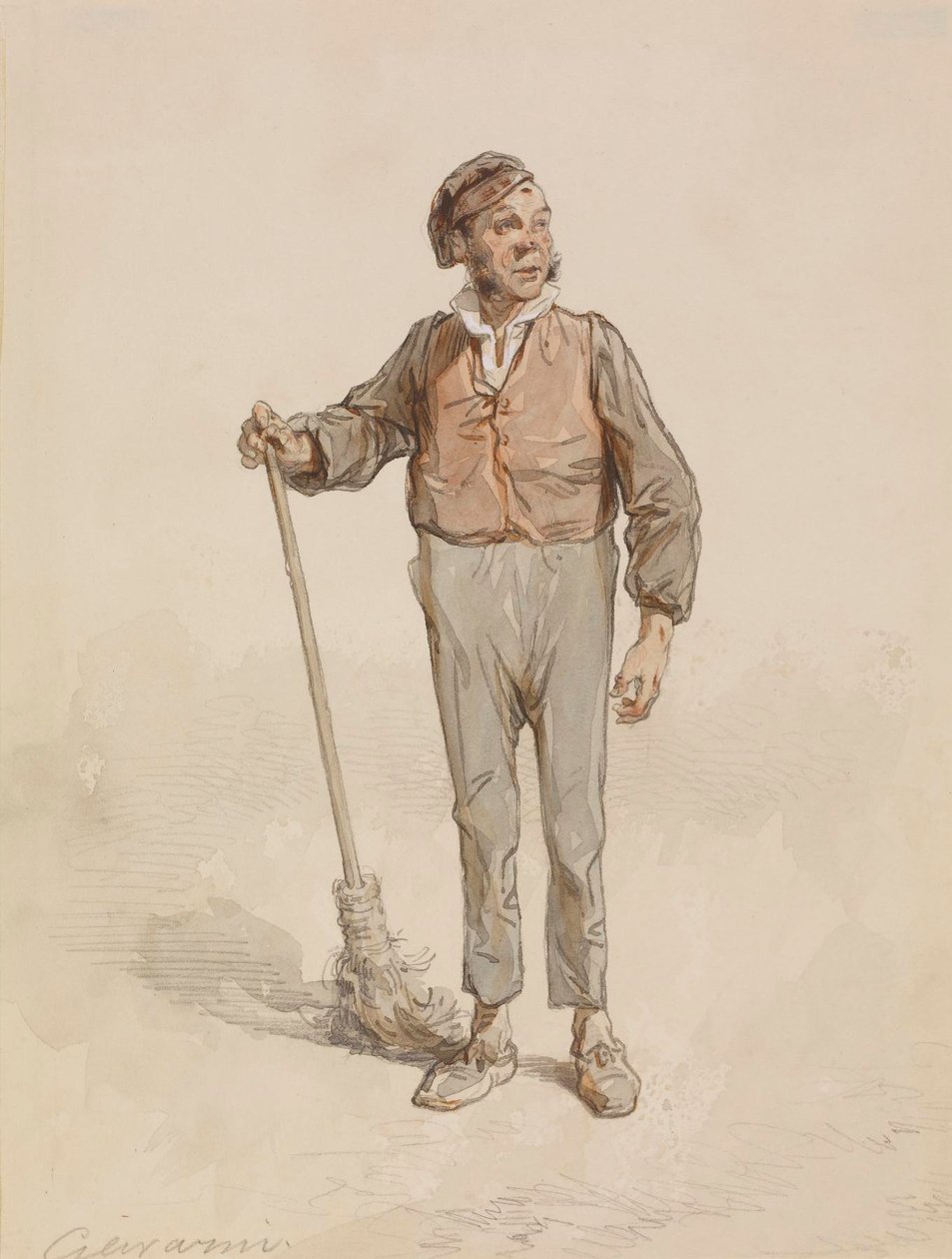 Hombre con escoba de Paul Gavarni