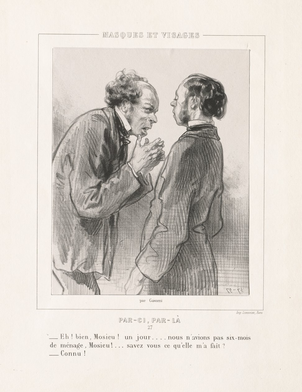 Masques et Visages: Par-ci, Par-la, 1850s de Paul Gavarni