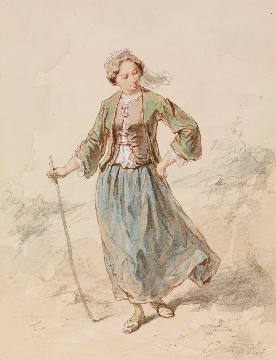 Joven campesina de Paul Gavarni