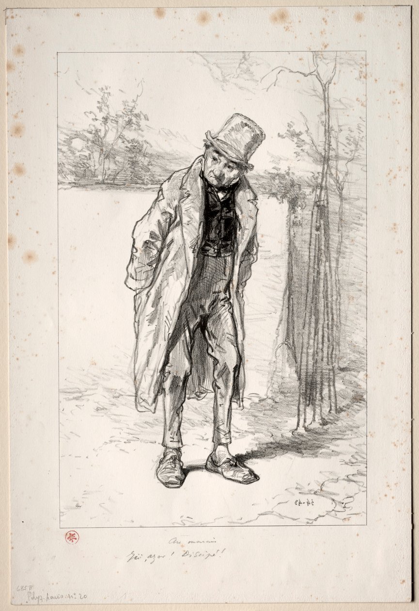 Physionomies Parisiennes: Au Marais. Ici, Azor! ici!, 1857-58 de Paul Gavarni