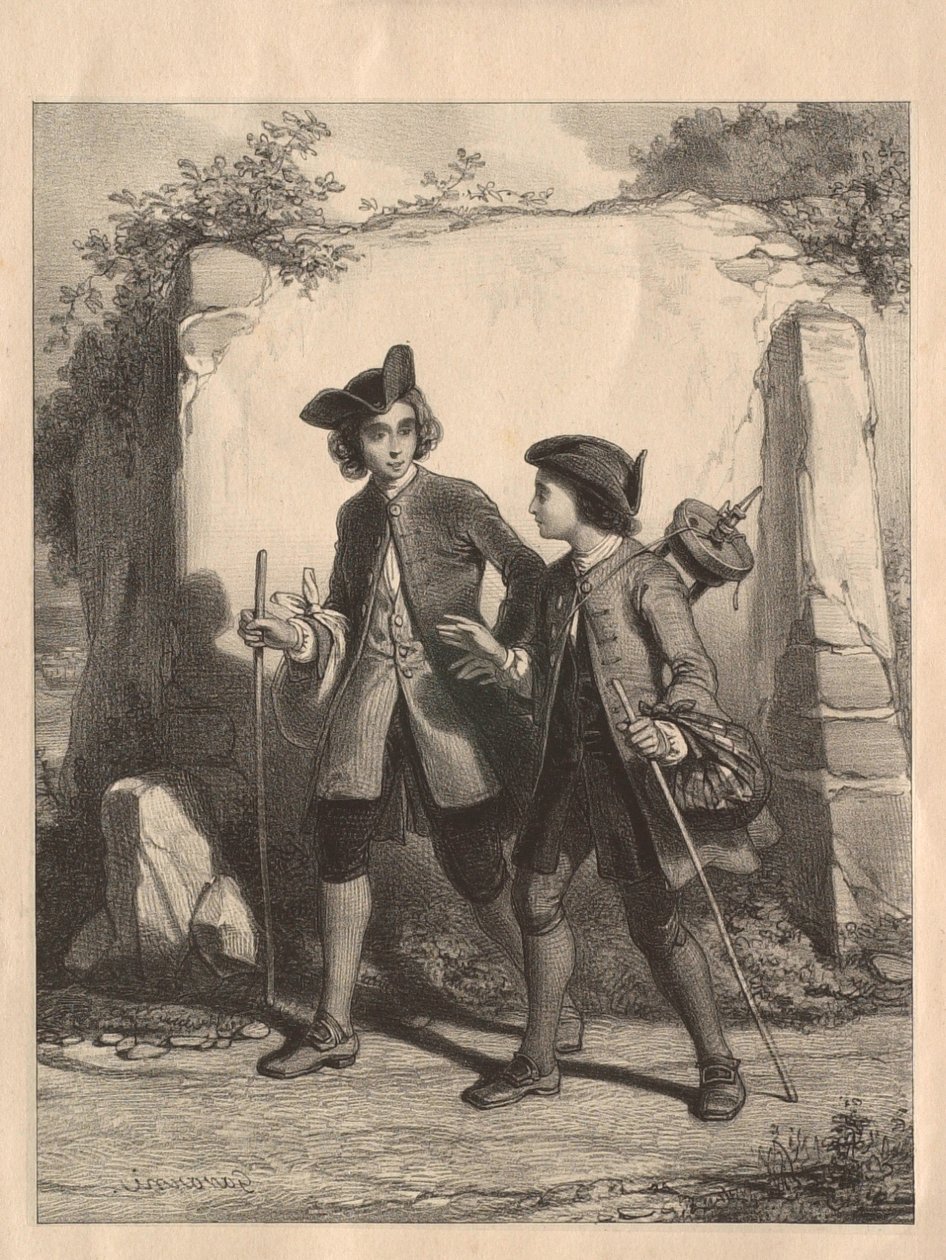 Rousseau y su amigo Bacle de Paul Gavarni
