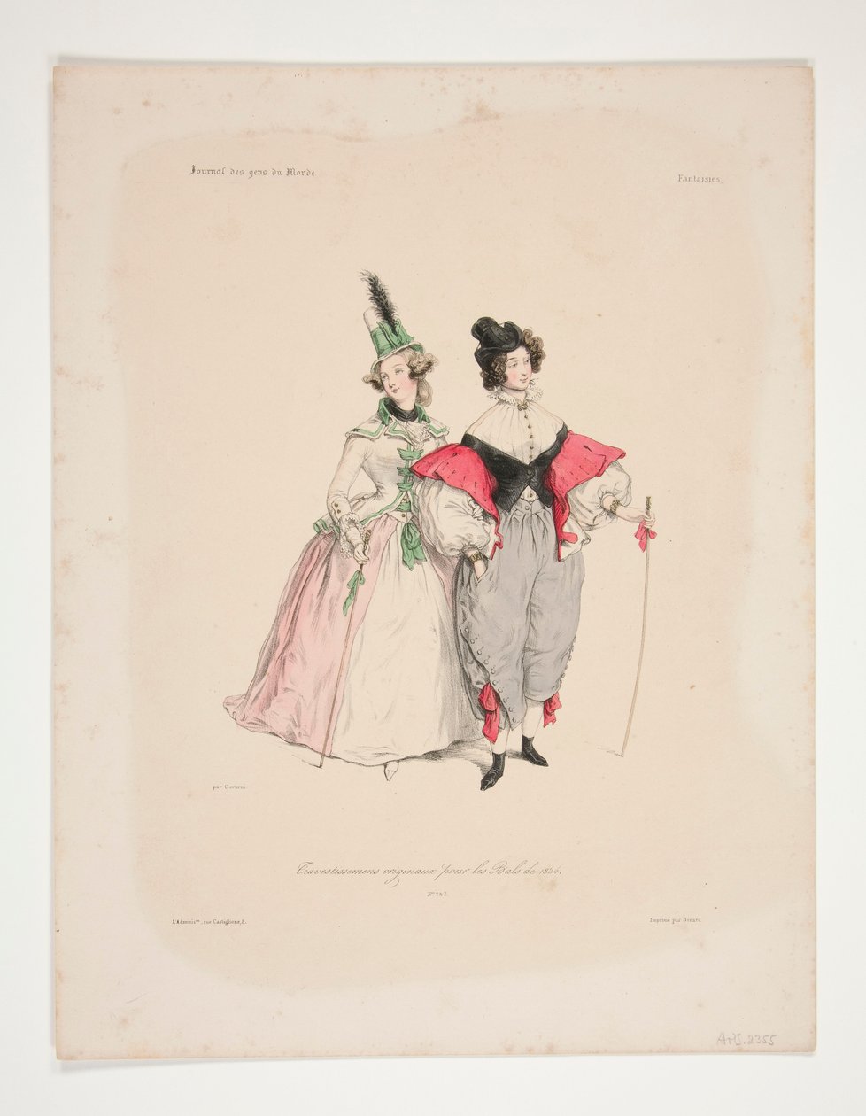 TRAVESTISSEMENS (sic) ORIGINALES para los bailes de 1834. Nos. 2 y 3. de Paul Gavarni