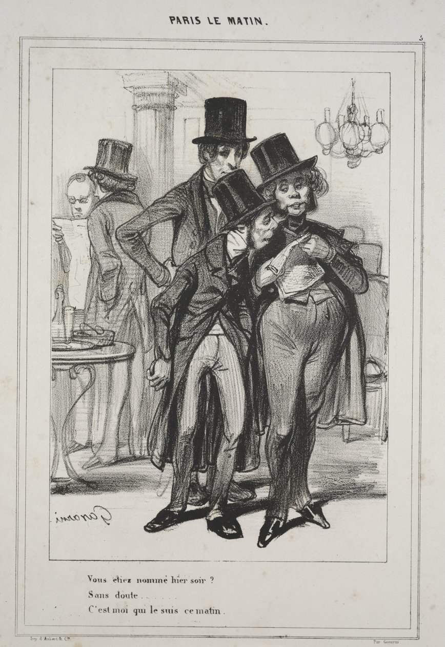 "Vous étiez nommé hier soir?...," from the series Paris Le Matin de Paul Gavarni