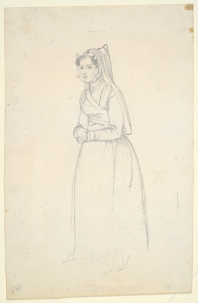 Mujer con traje de campesina (anverso y reverso) de Paul Gavarni