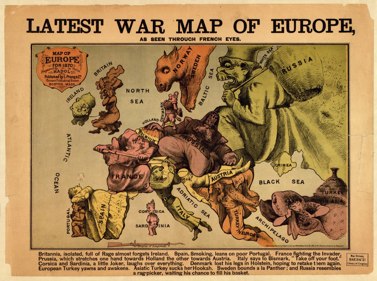 Último mapa de guerra de Europa: visto a través de los ojos franceses de Paul Hadol