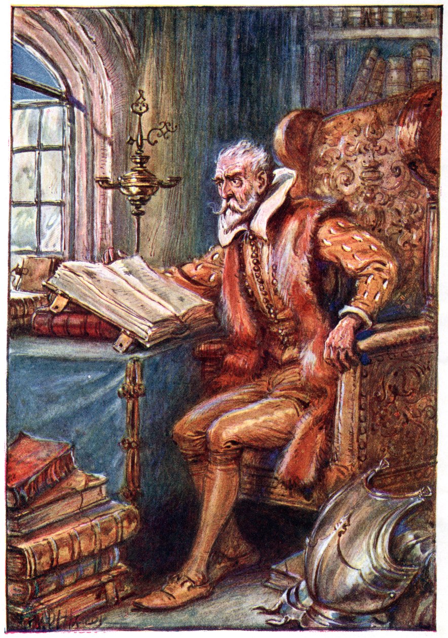 Pasaba su tiempo leyendo libros de caballería, ilustración de 